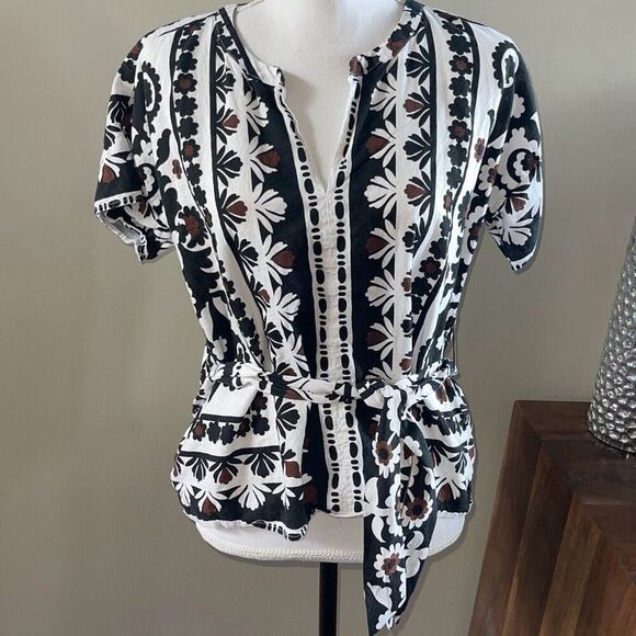 Ann Taylor Scarf Print Tie Waist Dolman Top - Picture 11 of 11